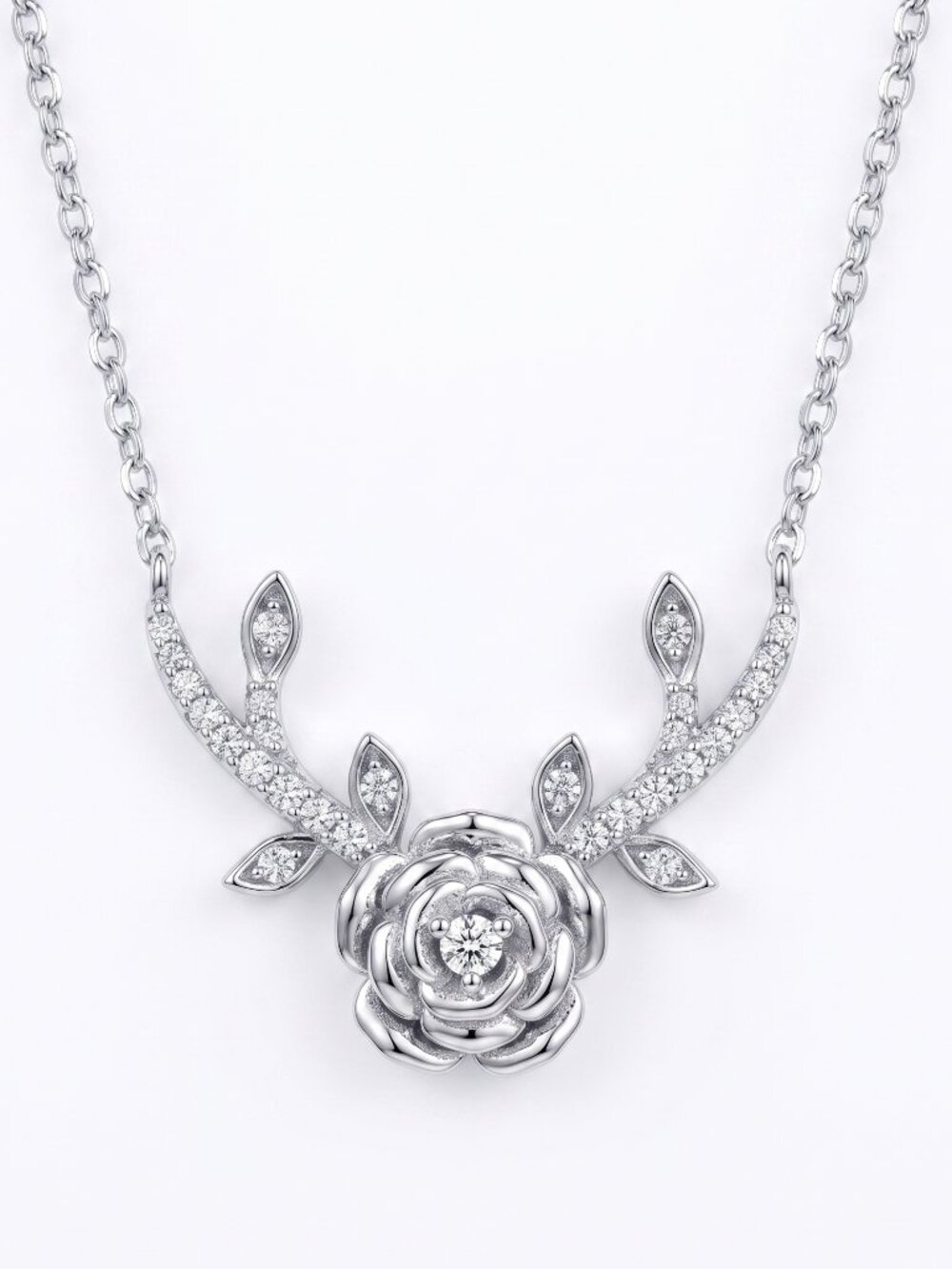 Wild Rose Necklace, 925 Sterling Silver, Vintage Charmed Aroma